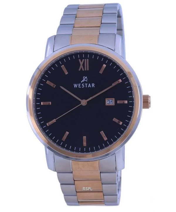 Westar Black Dial Two Tone Stainless Steel Quartz 50245SPN603 Men's Watch 1 Westar Black Dial Two Tone Stainless Steel Quartz 50245SPN603 Men's Watch