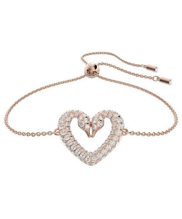 Swarovski Una Rose Gold Tone Swan Neck Heart Bracelet With Clear Crystal 5628658 For Women 1 Swarovski Una Rose Gold Tone Swan Neck Heart Bracelet With Clear Crystal 5628658 For Women
