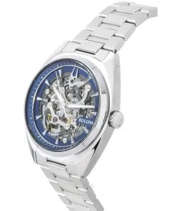Bulova Classic Surveyor Stainless Steel Blue Skeleton Dial Automatic 96A292 100M Mens Watch -Watch Discount Store 96A292 3