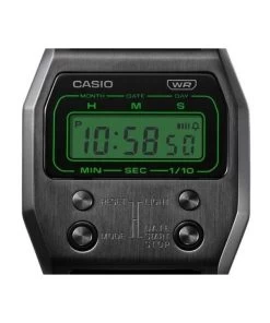Casio Vintage Digital Black Ion Plated Stainless Steel Quartz A1100B-1 Unisex Watch -Watch Discount Store A1100B 1 3