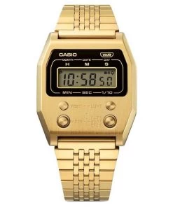 Casio Vintage Digital Gold Ion Plated Stainless Steel Quartz A1100G-5 Unisex Watch