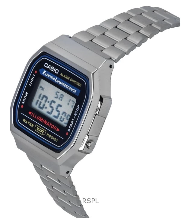 Casio Digital Alarm Chrono Stainless Steel A168WA-1WDF A168WA-1W Unisex Watch 3 Casio Digital Alarm Chrono Stainless Steel A168WA-1WDF A168WA-1W Unisex Watch - Image 3