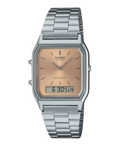 Casio Vintage Analog Digital Light Copper Dial Dual Time Quartz AQ-230A-4AMQY Unisex Watch