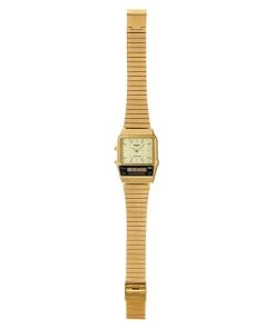Casio Vintage Analog Digital Gold Ion Plated Stainless Steel Beige Dial Quartz AQ-800EG-9A Unisex Watch -Watch Discount Store AQ 800EG 9A 3