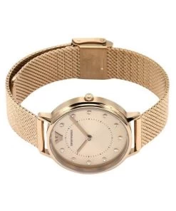 Emporio Armani Kappa Crystal Accents Stainless Steel Mesh Rose Gold Dial Quartz AR11129 Women's Watch -Watch Discount Store AR11129 3 1