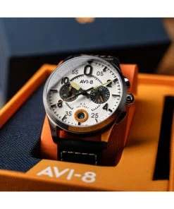 AVI-8 Spitfire Lock Chronograph Imperial War Museums Edition Bethlem White Dial Quartz AV-4089-0B Men's Watch -Watch Discount Store AV 4089 0B 7