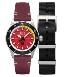 AVI-8 Flyboy Tuskegee Airmen Limited Edition Ramitelli Red Dial Quartz AV-4103-04 Men's Watch With Extra Strap