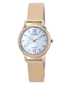 Citizen Eco-Drive Rose Gold Tone Stainless Steel Mother Of Pearl EM0892-80D Women's Watch