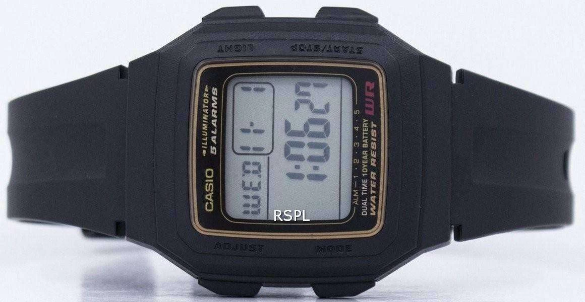 Casio Digital 5 Alarms Dual Time Illuminator F-201WA-9ADF F-201WA-9A Mens Watch 5 Casio Digital 5 Alarms Dual Time Illuminator F-201WA-9ADF F-201WA-9A Mens Watch - Image 5