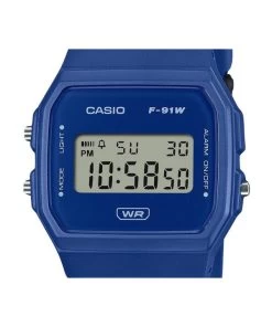 Casio POP Digital Blue Bio Based Resin Strap Quartz F-91WB-2A1 Unisex Watch -Watch Discount Store F 91WB 2A1 3