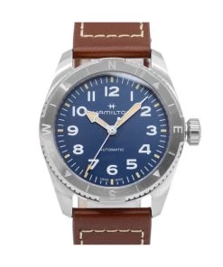 Hamilton Khaki Field Expedition Leather Strap Blue Dial Automatic H70225540 100M Men's Watch -Watch Discount Store H70225540 3
