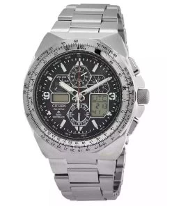 Citizen Promaster Skyhawk A-T Chronograph Stainless Steel Black Dial Eco-Drive JY8120-58E 200M Men's Pilot Watch
