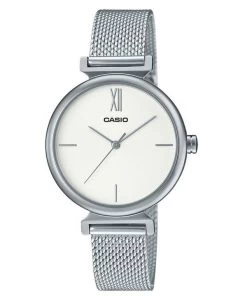 Casio Analog Stainless Steel Silver Dial Quartz LTP-2024VM-7C Women's Watch With Bangle Set