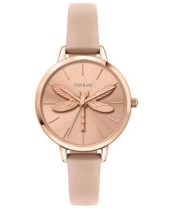 Oui & Me Amourette Rose Gold Sunray Dial Leather Strap Quartz ME010100 Women's Watch 1 Oui & Me Amourette Rose Gold Sunray Dial Leather Strap Quartz ME010100 Women's Watch
