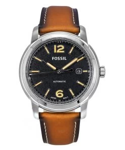 Fossil Heritage Luggage Leather Strap Black Dial Automatic ME3233 Men's Watch