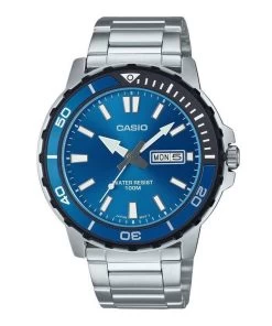 Casio Standard Analog Stainless Steel Blue Dial Quartz MTD-125D-2A1V 100M Men's Watch