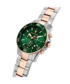 Maserati Competizione Chronograph Two Tone Stainless Steel Green Dial Quartz R8873600004 100M Men's Watch -Watch Discount Store R8873600004 5
