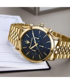 Maserati Epoca Limited Edition Chronograph Gold Tone Stainless Blue Dial Quartz R8873618031 100M Men's Watch -Watch Discount Store R8873618031 6