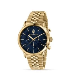Maserati Epoca Limited Edition Chronograph Gold Tone Stainless Blue Dial Quartz R8873618031 100M Men's Watch -Watch Discount Store R8873618031 7