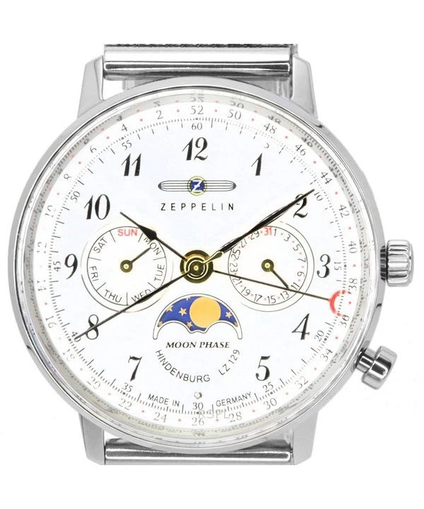 Zeppelin LZ129 Hindenburg Moonphase Silver Dial Quartz 7037M1 Women's Watch 2 Zeppelin LZ129 Hindenburg Moonphase Silver Dial Quartz 7037M1 Women's Watch - Image 2
