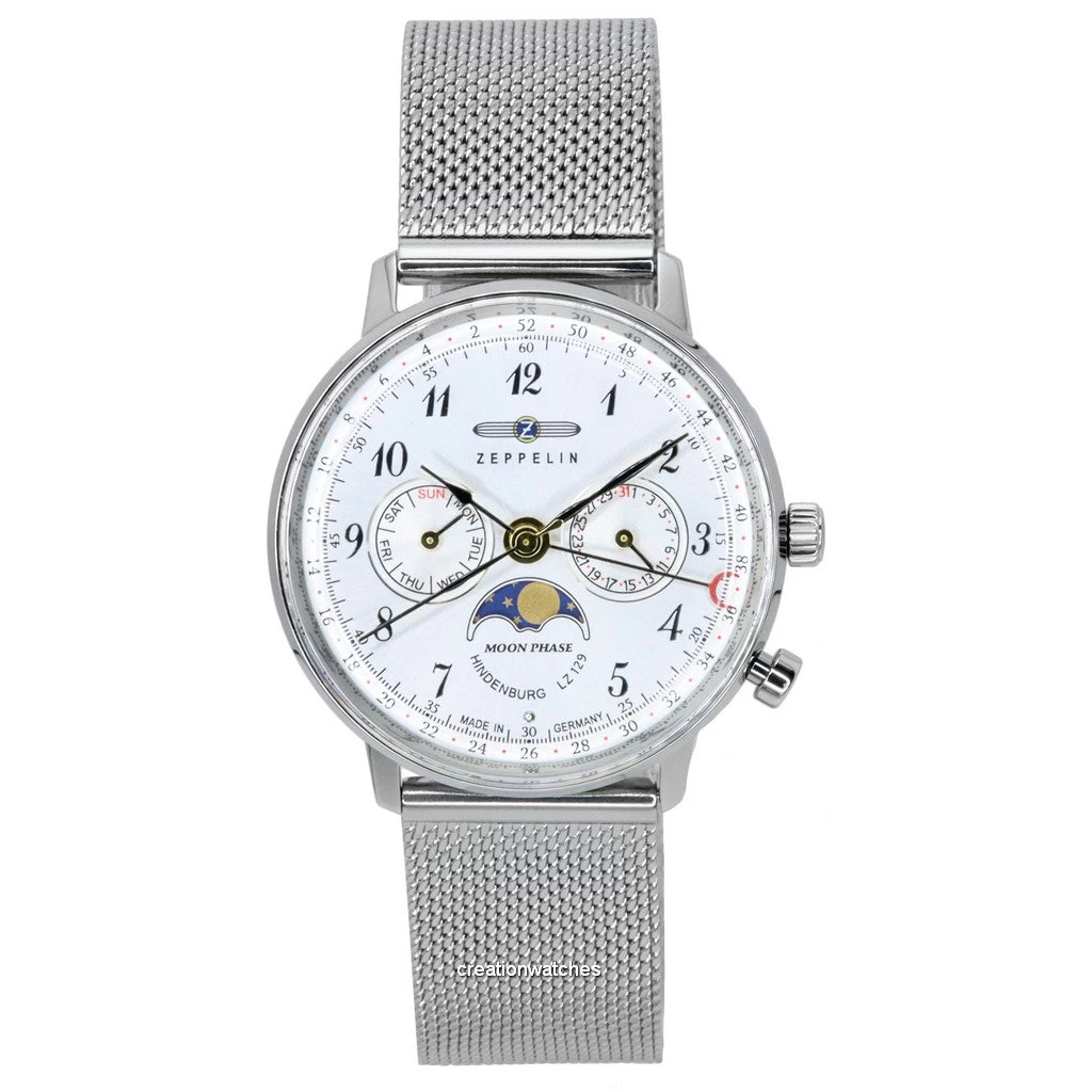 Zeppelin LZ129 Hindenburg Moonphase Silver Dial Quartz 7037M1 Women's Watch 1 Zeppelin LZ129 Hindenburg Moonphase Silver Dial Quartz 7037M1 Women's Watch