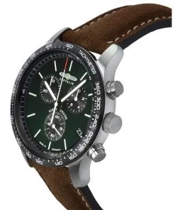 Zeppelin Watches Night Cruise Chronograph Leather Strap Green Dial Quartz 72884 100M Men's Watch -Watch Discount Store Z72884 3